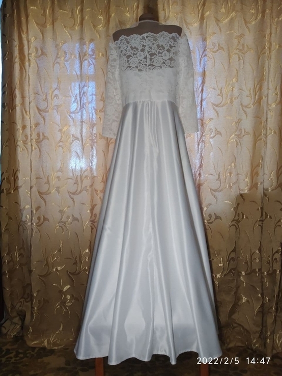 Свадебное платье (верх кружево, юбка- плотный атлас ), photo number 5