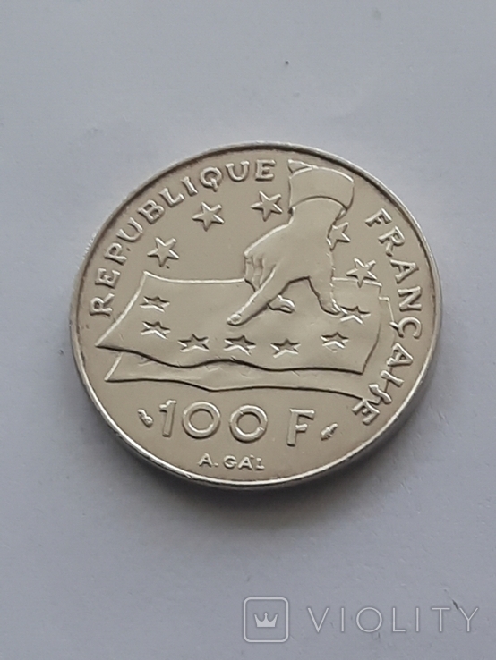 100 франков 1991 г.Франция., фото №2