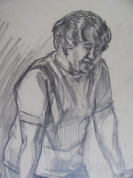 Соцреализм. Учительница, карандаш. Рисунок с натуры, 1970-е, фото №4