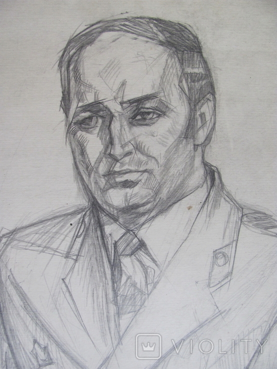 Соцреализм. Портрет следователя, карандаш. Рисунок с натуры, 1970-е, фото №4