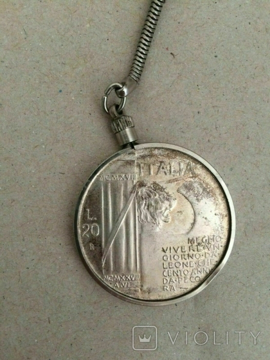 Монета Мусолліні 20 лір у брелку, фото №5