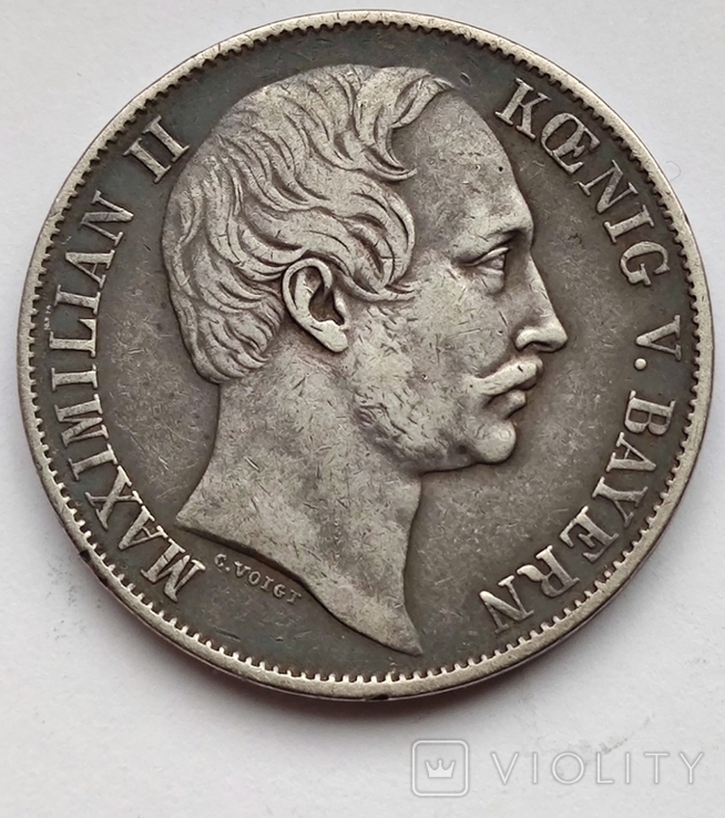 Талер 1858 года , Бавария ( Максимилиан II , серебро )., photo number 4