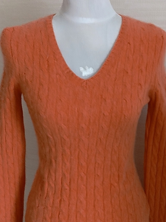 Maxine Кашемировый теплый красивый свитер женский в косы абрикос М, фото №4