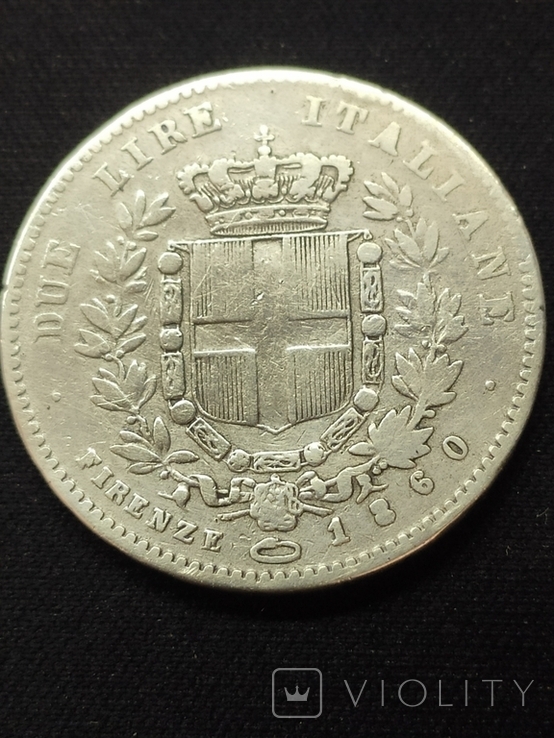 2 Лиры 1860 Сардинское Королевство (Италия), фото №2