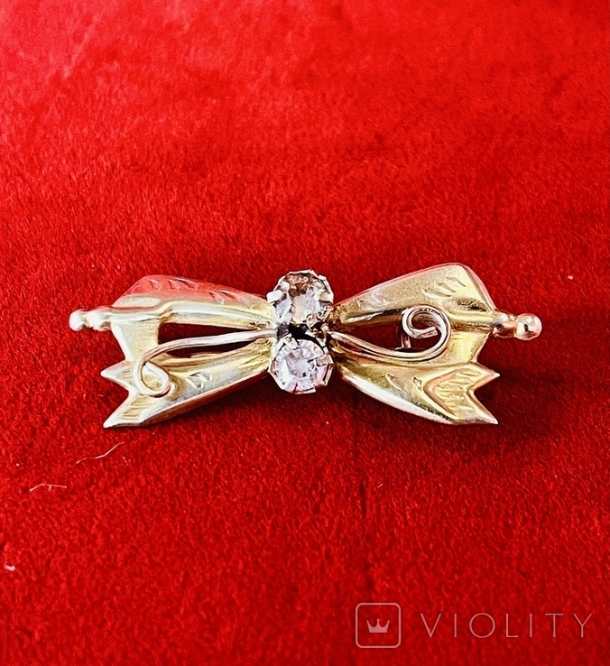 Brooch Bow Silver 875 pr Gilding, photo number 2