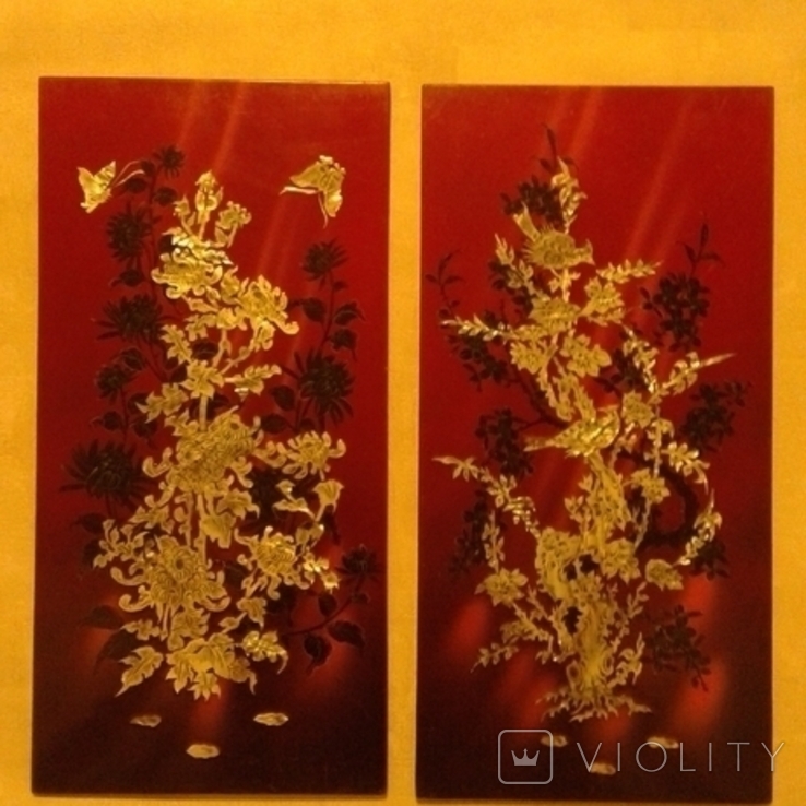 Panel paintings Vietnam inlaid with mother-of-pearl Vintage, photo number 2