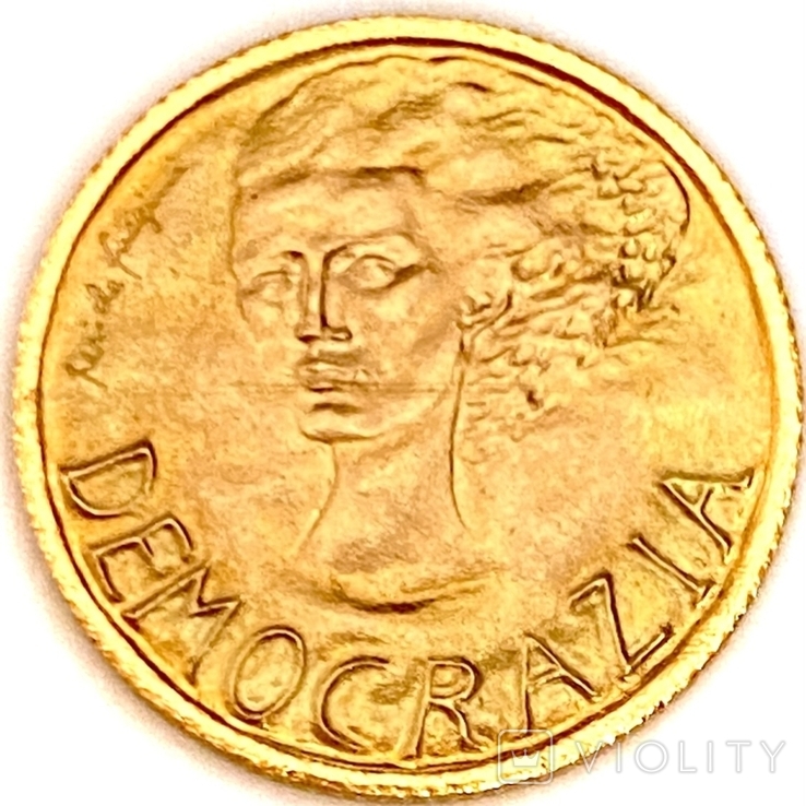 1 скудо (scudо).1977. Демократия. Республика Сан-Марино (золото 917, вес 3,0 г), фото №4