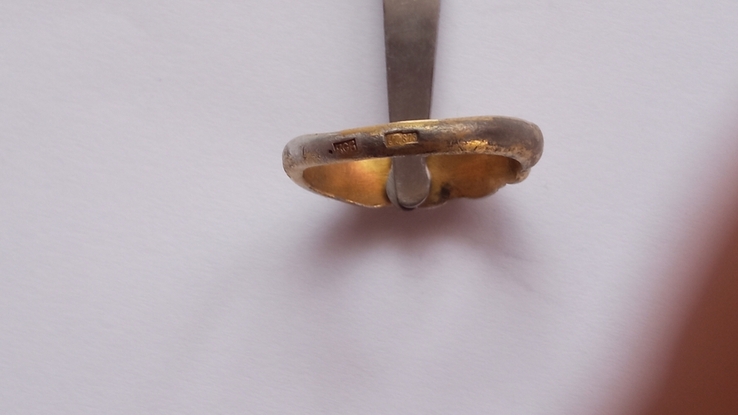 Серебряное кольцо 875 пробы с покрытием золота 375 пробы ,вес 5,6гр, photo number 2