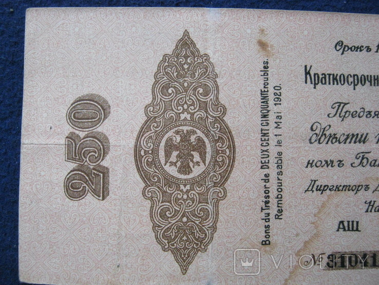 250 рублей 1919 года (Государственное казначейство, Омск)., фото №6