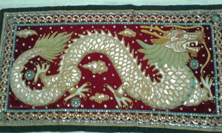 Burma Kalaga Dragon Kalaga Burma Embroidery 150 80cm Vintage Handmade, photo number 2