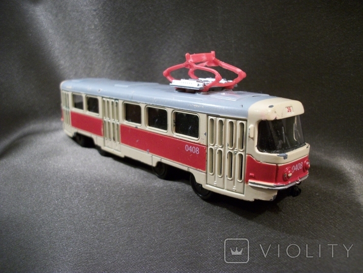 7F56 Трамвай, модель 1/87, городской электротранспорт. Металл, пластмасс, фото №4