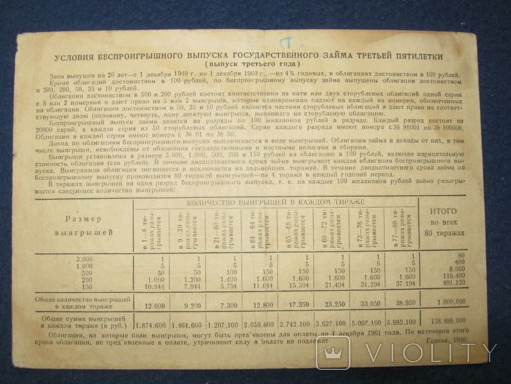 Облигация на 25 рублей (1940 года)., фото №3