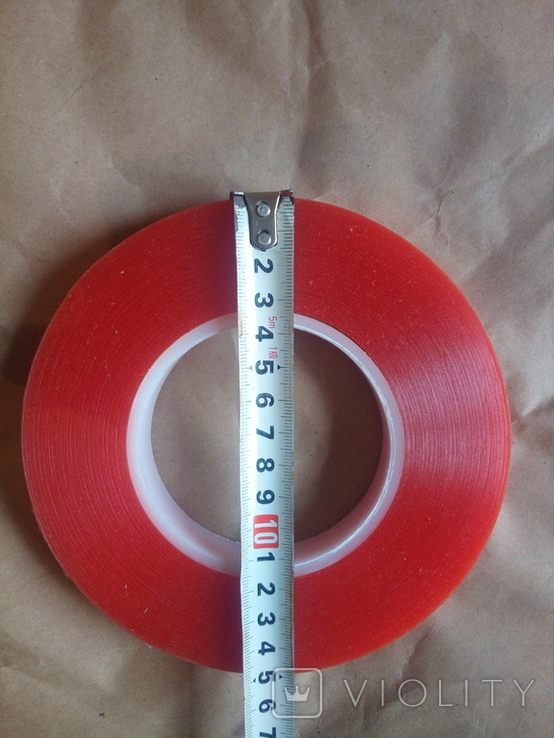 Скотч двухсторонний, красный 15 мм . Лот 1, фото №3