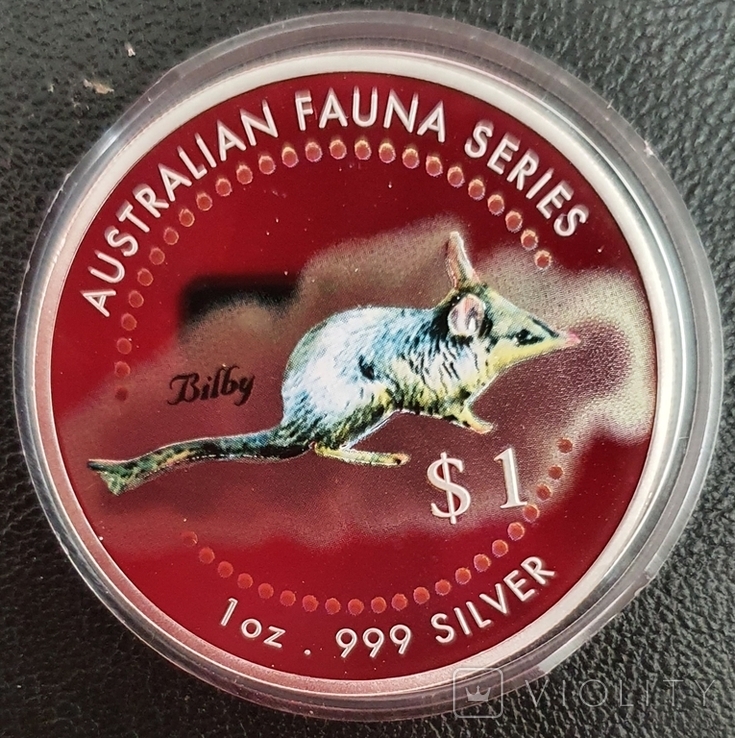 1 Доллар 1998 г, о-ва Кука, Австралийская фауна Кроличий бандикут (Билби), 1 Qz, серебро, фото №4
