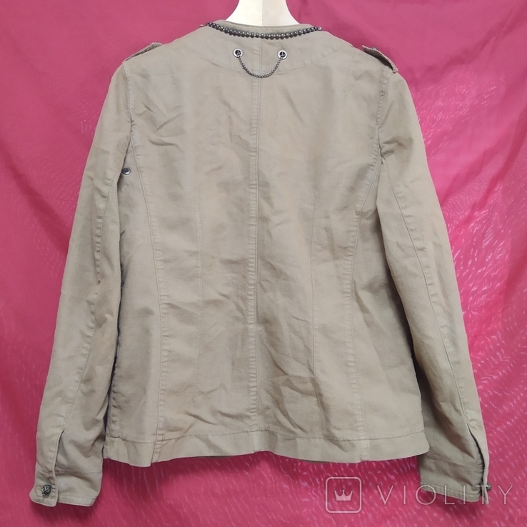 Пиджак импортный женский с фурнитурой, светло бежевый, размер 42, фото №4
