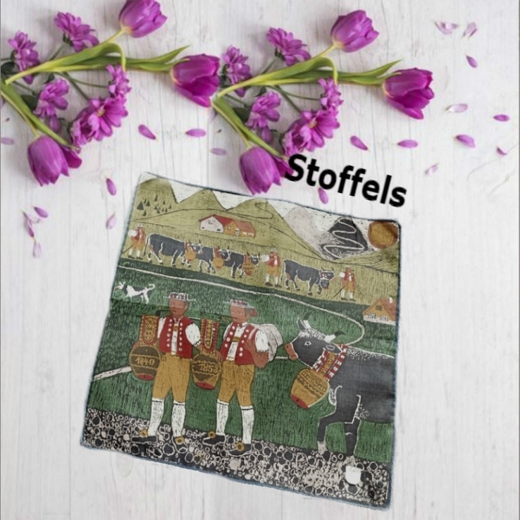 Stoffels №2 -л9 Женский сюжетный носовой платок батист Швейцария, фото №2