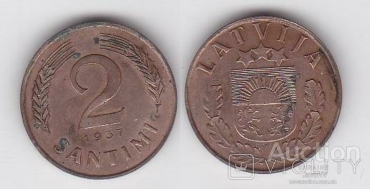 Latvia, Latvia - 2 Santimi 1937
