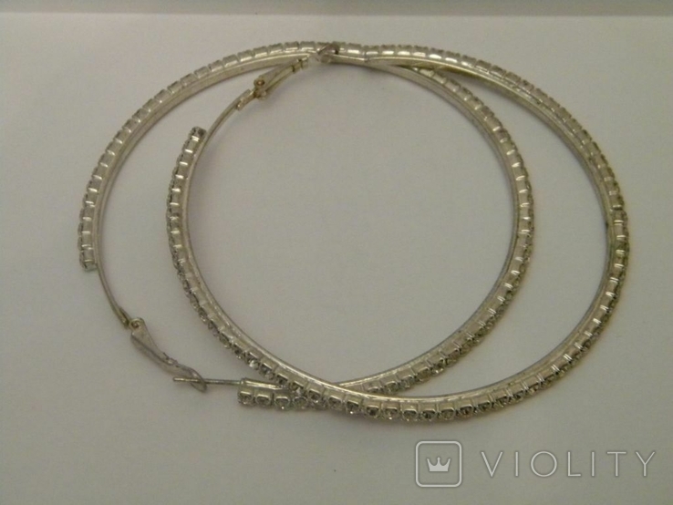 Великі Сережки - Кільця - діаметр 7,5 см Біжутерія No545, фото №8