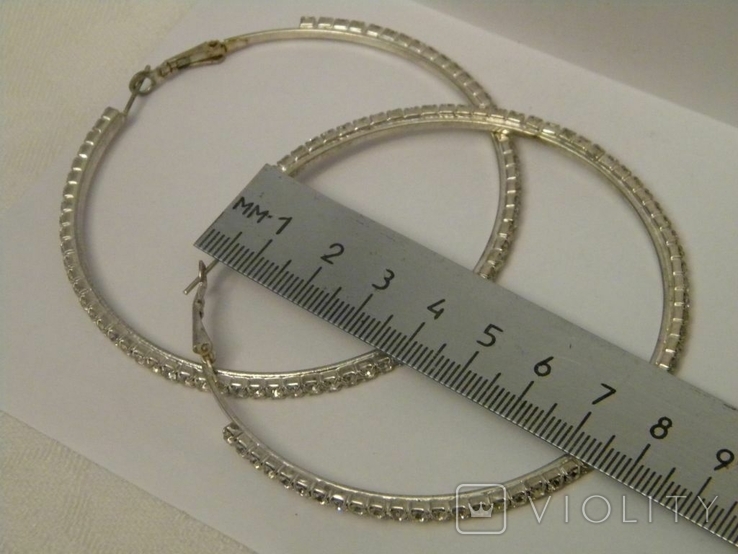 Великі Сережки - Кільця - діаметр 7,5 см Біжутерія No545, фото №10