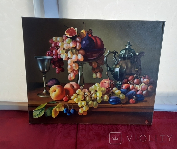Живопись. Натюрморт с виноградом., фото №3