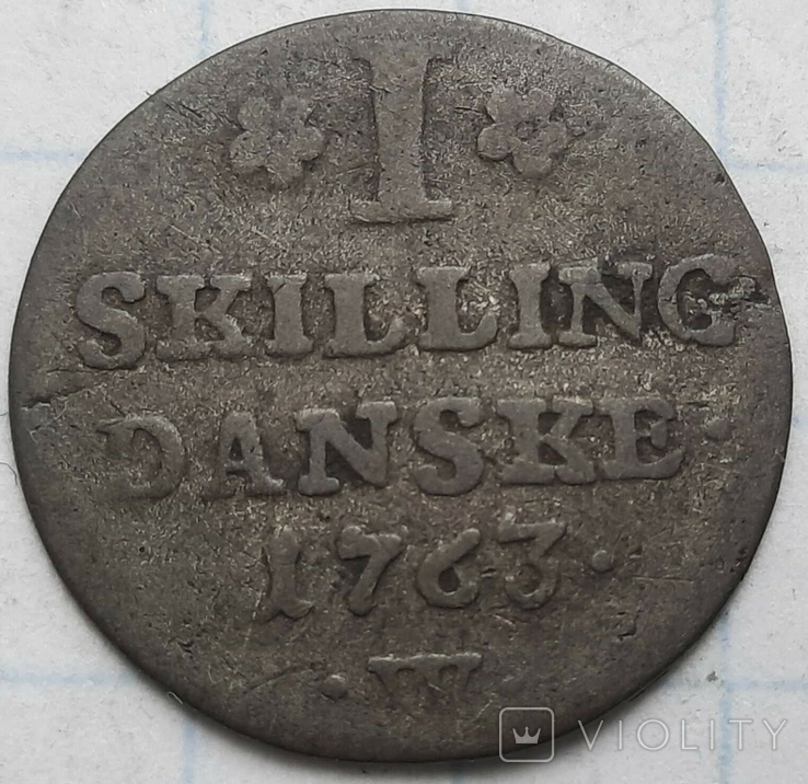 Дания 1 скиллинг, 1763, фото №2