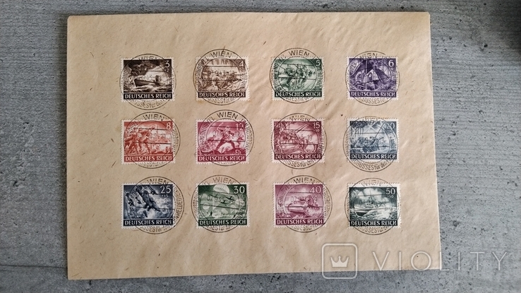 1943 г Третий Рейх Вермахт День памяти героев полная серия гашения на конверте Вена, фото №4