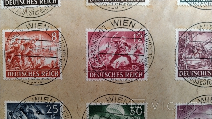 1943 г Третий Рейх Вермахт День памяти героев полная серия гашения на конверте Вена, фото №5