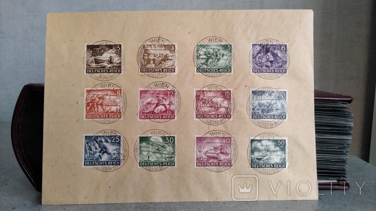 1943 г Третий Рейх Вермахт День памяти героев полная серия гашения на конверте Вена, фото №2