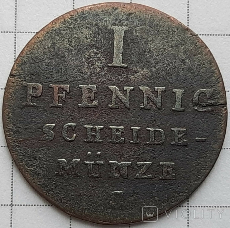 Ганновер 1 пфенниг, 1826 Отметка монетного двора "C" - Клаусталь, фото №2