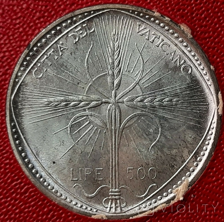 Ватикан 500 лир, 1968 Серебро, фото №2