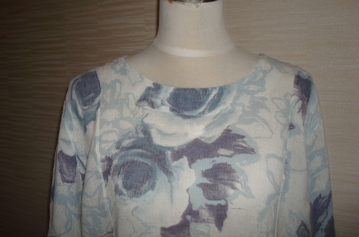 Cobra пог 65 шикарная льняная в бохо стили блузка с кармашками в принт, фото №6