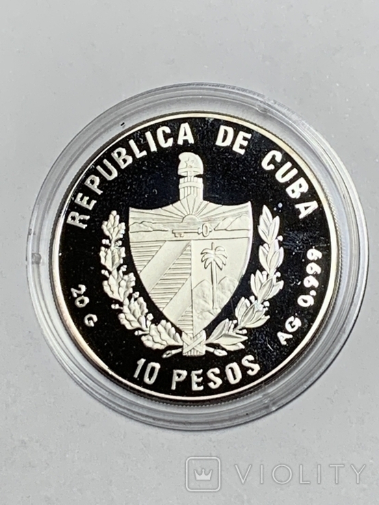 10 песо 1997 Куба срібло , 20 гр. 0.999, KM#590, фото №4
