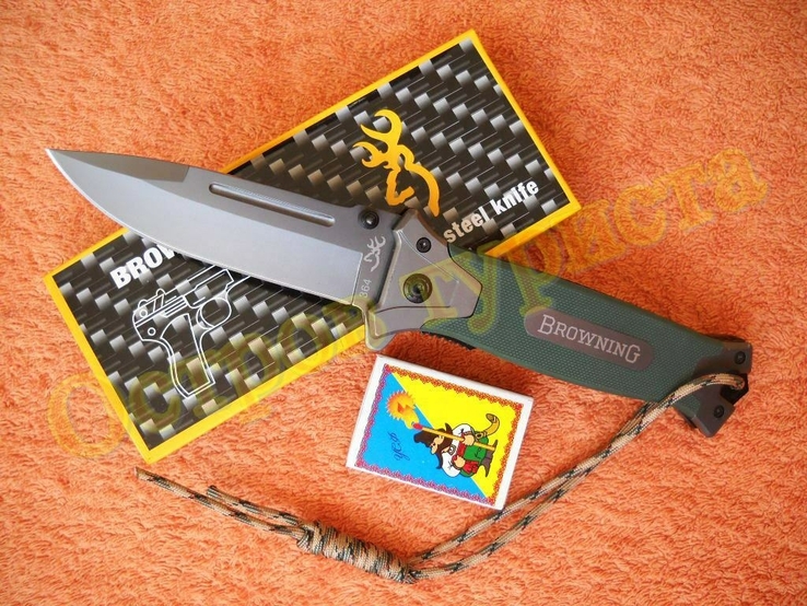 Тактический складной нож Browning 364g с клипсой и темляком стелобоем, numer zdjęcia 2