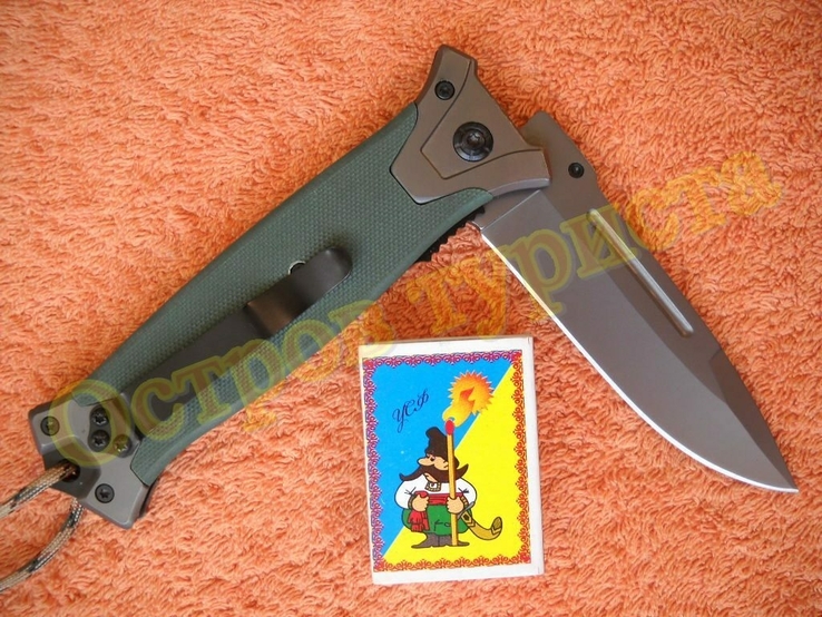 Тактический складной нож Browning 364g с клипсой и темляком стелобоем, фото №7