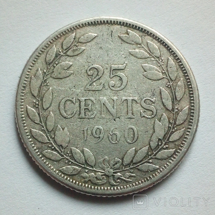 Либерия 25 центов 1960 г., фото №3