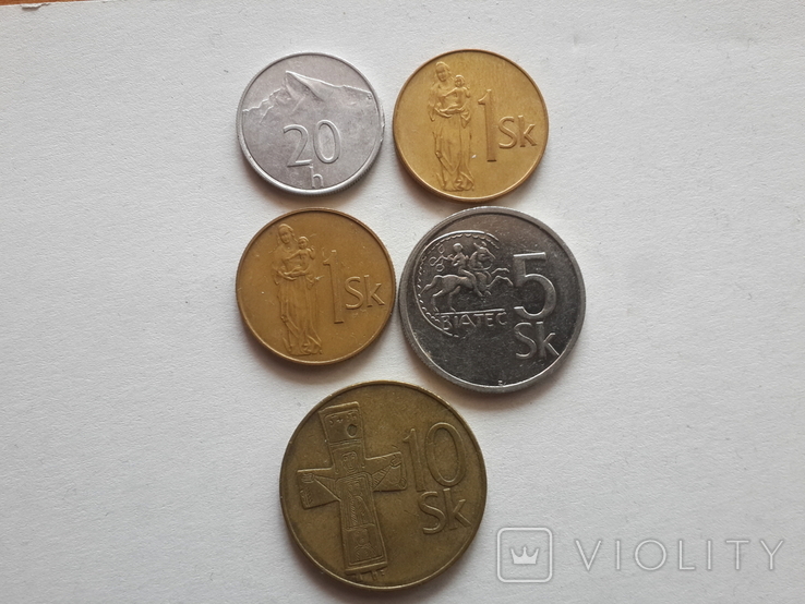 Словакия: 20 геллеров, 1, 5, 10 крон, фото №2