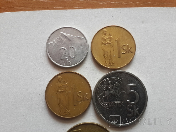 Словакия: 20 геллеров, 1, 5, 10 крон, фото №3