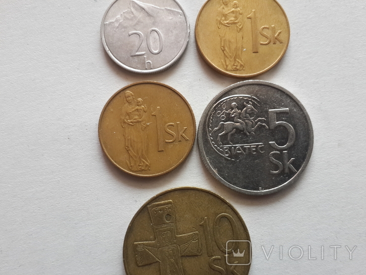 Словакия: 20 геллеров, 1, 5, 10 крон, фото №4