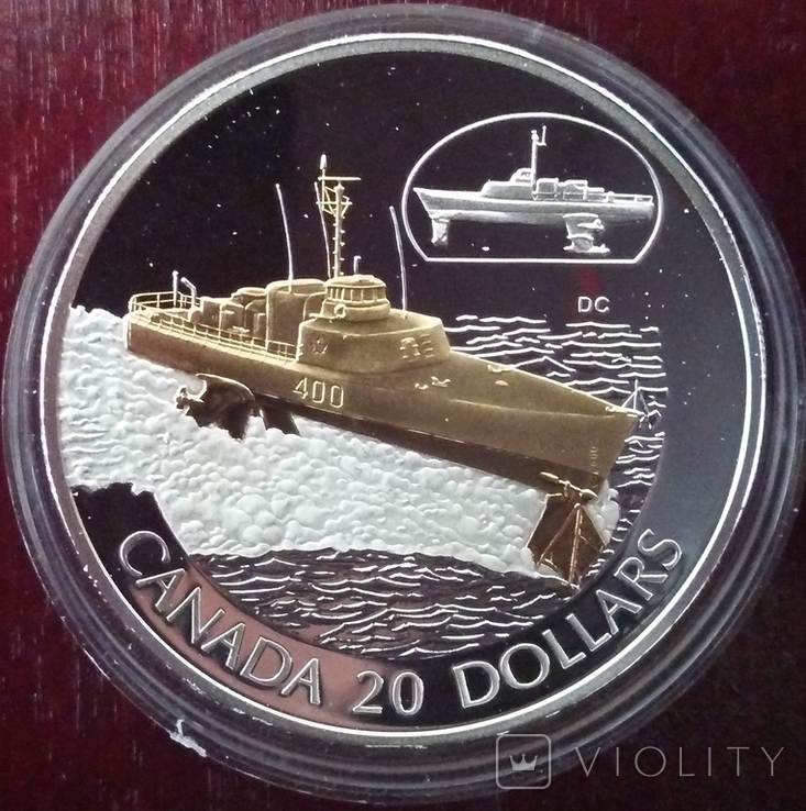 20 Долларов 2004 г, Канада, "Корабль HMCS Bras d'Or (FHE 400)", серебро 31,1 г, фото №2