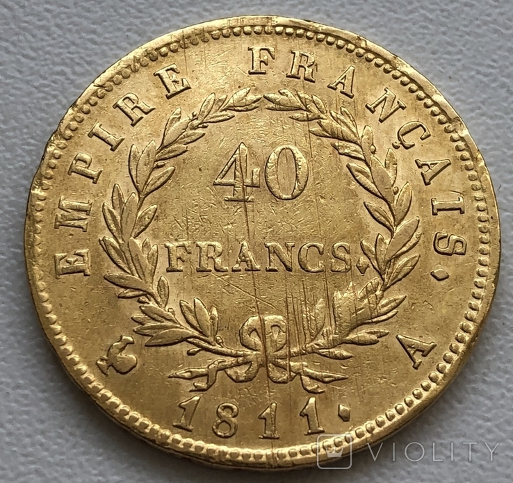 40 франков 1811 год Франция Золото 12,87 грамм 900, фото №3
