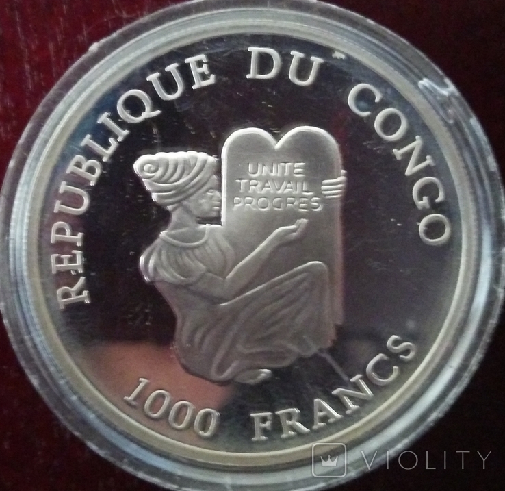 1000 франков, 2002 год, Конго, парусник GALEACA PORTUGUESA DA INDIA - серебро, фото №5