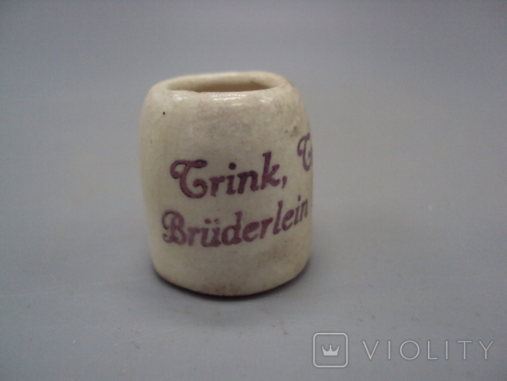 Фігурна кераміка мініатюрна німецька кружка пивний келих Grink Grink Bruderlein trink, фото №5