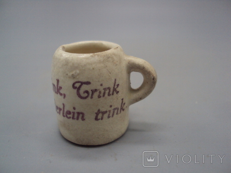 Фігурна кераміка мініатюрна німецька кружка пивний келих Grink Grink Bruderlein trink, фото №6