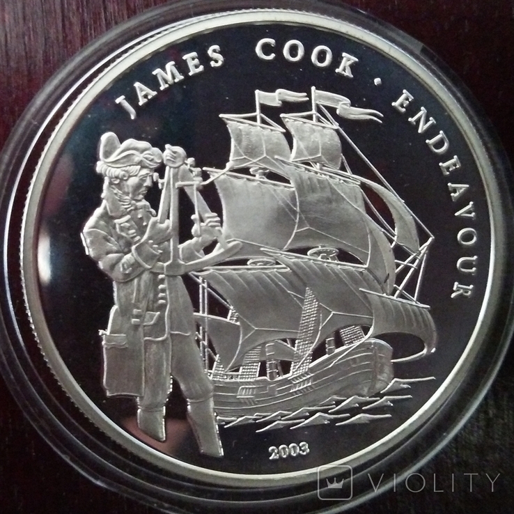 1000 франков, 2003 год, Конго, Джеймс Кук - серебро, фото №2