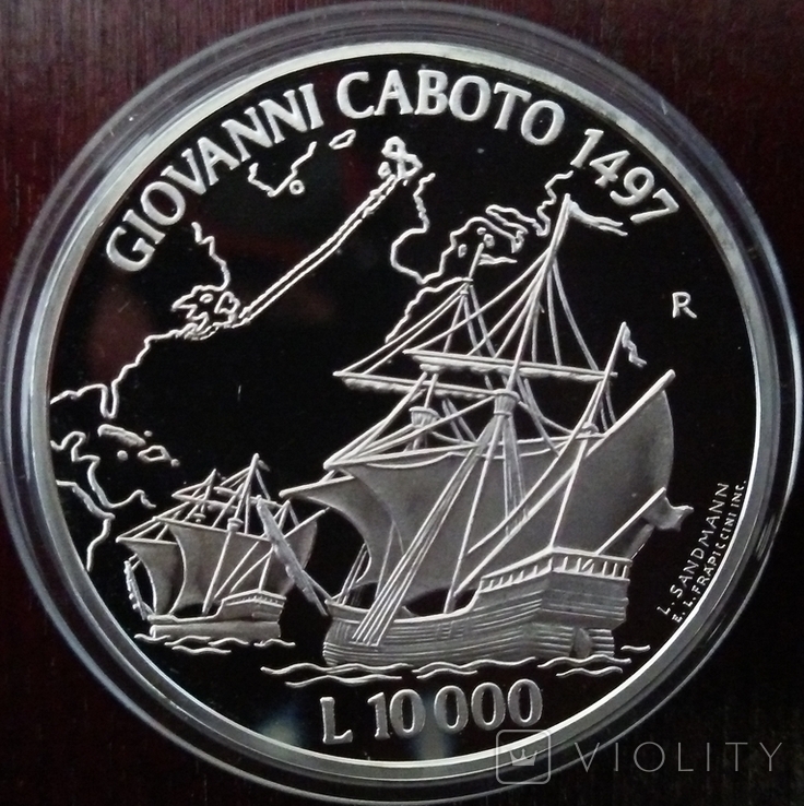 10.000 лир,Сан-Марино, 1997 год, Джон Кабот - серебро, фото №4