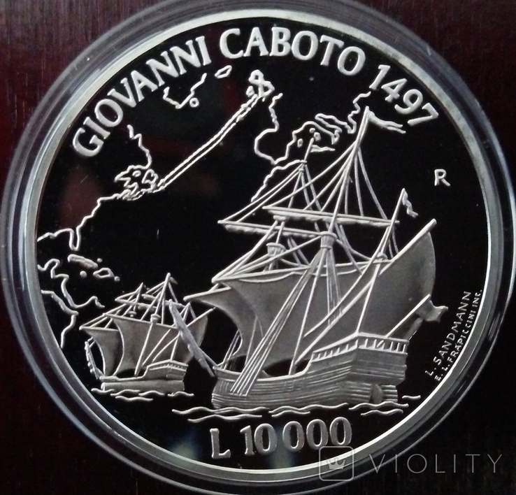 10.000 лир,Сан-Марино, 1997 год, Джон Кабот - серебро, фото №6