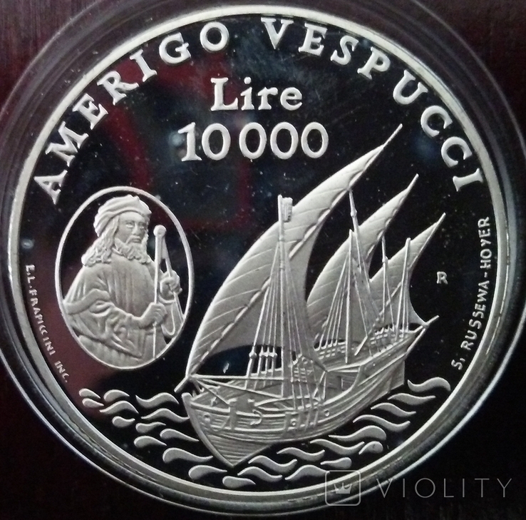 10.000 лир,Сан-Марино, 1995 год, "Америго Веспуччи" - серебро, фото №4