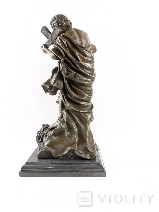 "Пророк Даниил с крестом и львом" Скульптор JULES F. COUTAN 58 см. Бронза. Мрамор. Франция, фото №4