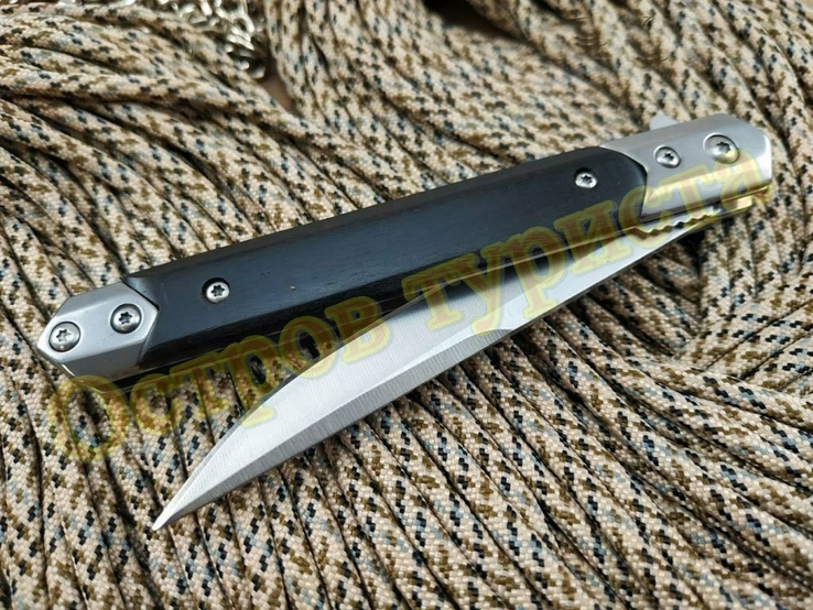 Нож складной стилет Флиппер M390 с чехлом черный, фото №5