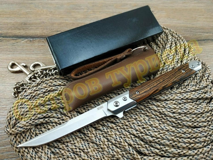 Нож стилет складной Флиппер M390 с чехлом, фото №2